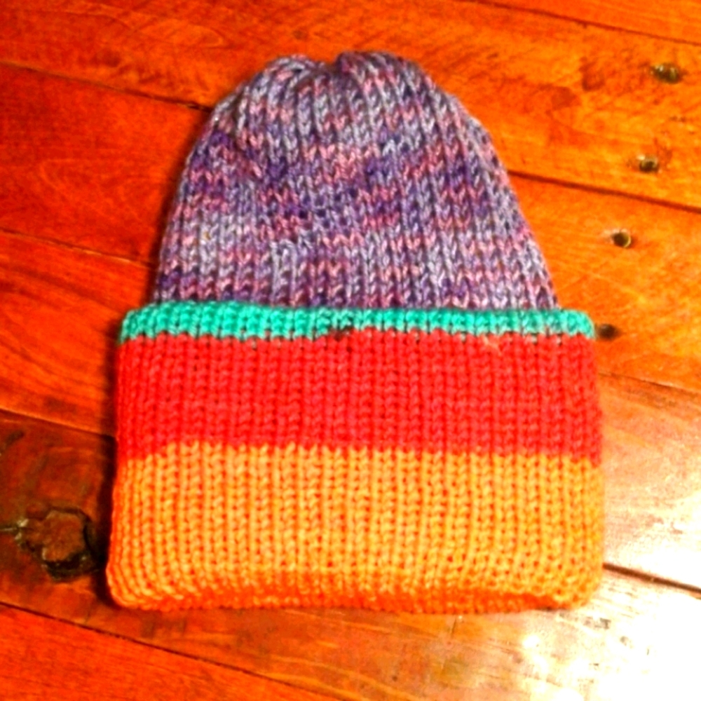 Reversible Handmade Knit Hat NWOT (A)